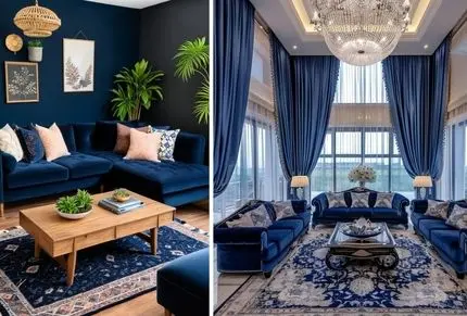 شیک ترین رنگ فرش برای مبل سرمه ای؛ این ترکیبا خونتو بیش از حد خاص و لاکچری میکنن 