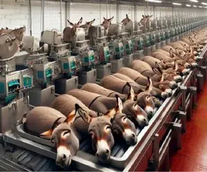 فرآوری الاغ؛ خر اصلا دورریز نداره گوشتش میشه غذا پوستش میشه ژلاتین و شیرش میشه کرم