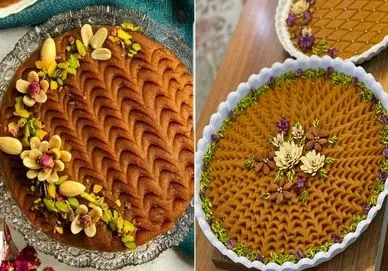 تزیین حلوای مجلسی برای اربعین با استفاده از چنگال؛ ایده های ظریف و چشم نواز