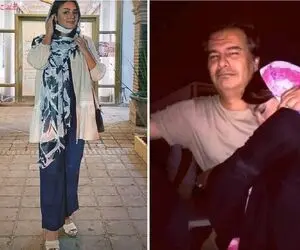وقتی زنِ پیمان قاسم خانی حیات وحش جیبشه و مار رو تا حلقش برد؛ خانوادگی هنرمندن!