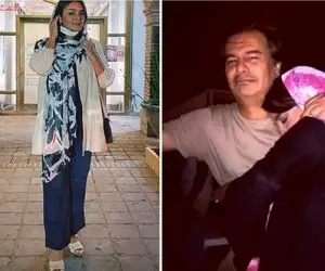 وقتی زنِ پیمان قاسم خانی حیات وحش جیبشه و مار رو تا حلقش برد؛ خانوادگی هنرمندن!