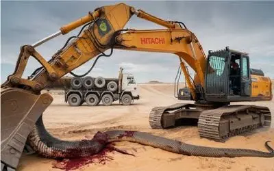 ابزارآلات غول پیکر؛ اپراتور ببل مکانیکی خاک زیر و رو میکنه اکوسیستم مار بهم بریزه