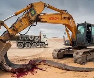 ابزارآلات غول پیکر؛ اپراتور ببل مکانیکی خاک زیر و رو میکنه اکوسیستم مار بهم بریزه