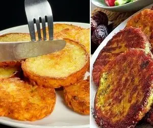 طرز تهیه کوکو سیب زمینی بدون تخم مرغ / یه شام عالی که سه سوته آماده میشه