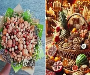 دیزاین آجیل یلدایی برای هدیه به عروس / با این ایده آجیل کم هم بخری زیاد به چشم میاد