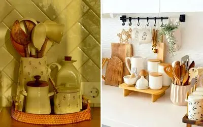 انواع و اقسام ایده متنوع سینی دکوری روی کابینت / نه مثل قدیم شلوع نه مثل جدید خالی