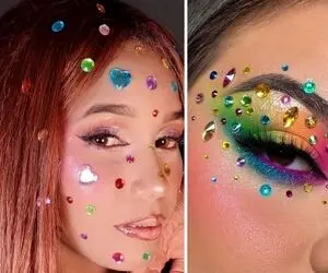 طراحی های مختلف نگین رنگی روی صورت؛ ترندی که اون سر دنیا لانچ شد و اینور پرطرفدار