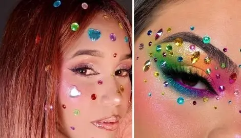 طراحی های مختلف نگین رنگی روی صورت؛ ترندی که اون سر دنیا لانچ شد و اینور پرطرفدار