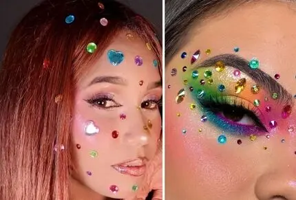 طراحی های مختلف نگین رنگی روی صورت؛ ترندی که اون سر دنیا لانچ شد و اینور پرطرفدار