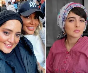 چهره بی رنگه "نرگس محمدی" کناره آرایشگر پر آرایشش یه تضاد عجیب شد؛ آبجیش چه کُپشه!