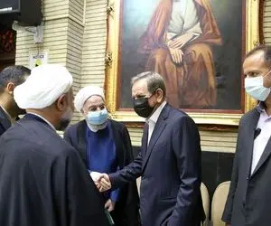 (تصاویر) روحانی و جهانگیری در مراسم ختم مادر عیسی کلانتری