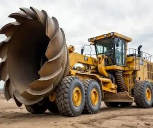 ابزارآلات غول پیکر؛ اپراتور بیل مکانیکی گرد بر غول نصب کرد تونل بزنه به هرجا میخواد