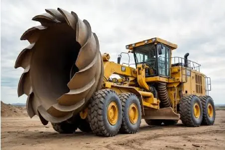 ابزارآلات غول پیکر؛ اپراتور بیل مکانیکی گرد بر غول نصب کرد تونل بزنه به هرجا میخواد