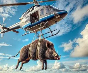 جابه جایی جانکاه؛ خوک با اون دبدبه و کبکبه سوار نیسان نشد با هواپیما بردن برا سلاخی