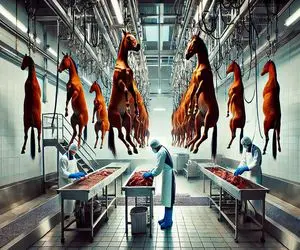 فرآوری اسب؛ اسب اصیل وقتی فرتوت شد به صلابه میکشن چرخ میکنن کالباس میشه