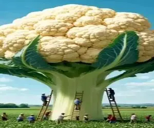 کشاورزی نوین؛ با یه بطری نوشابه کاری کردن گل کلم بشه قد درخت با نردبون ازش بالا میرن