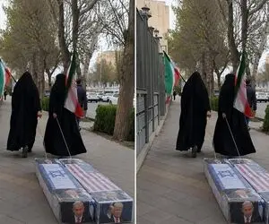 آواز جگرسوز| زنان در مراسم وداع رهبر امت تابوت نتانیاهو و ترامپ رو حماسه طوری کشیدن