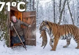 حیات وحش مصنوعی؛ ببر مغرور تو یخچال سیبری بچه یخ زده اش پناه داد به پیرزن تنها