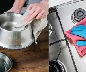 ترفندهای برق انداختن ظروف استیل / کتری استیل سوخته رو خیلی سریع برق بنداز