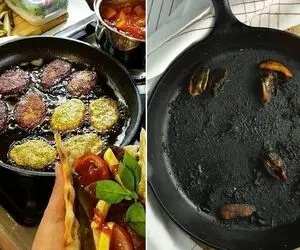 ترفندهای نچسبیدن غذا به ماهیتابه و قابلمه / غذا رو خوشگل تحویل بده جزغاله تحویل نگیر