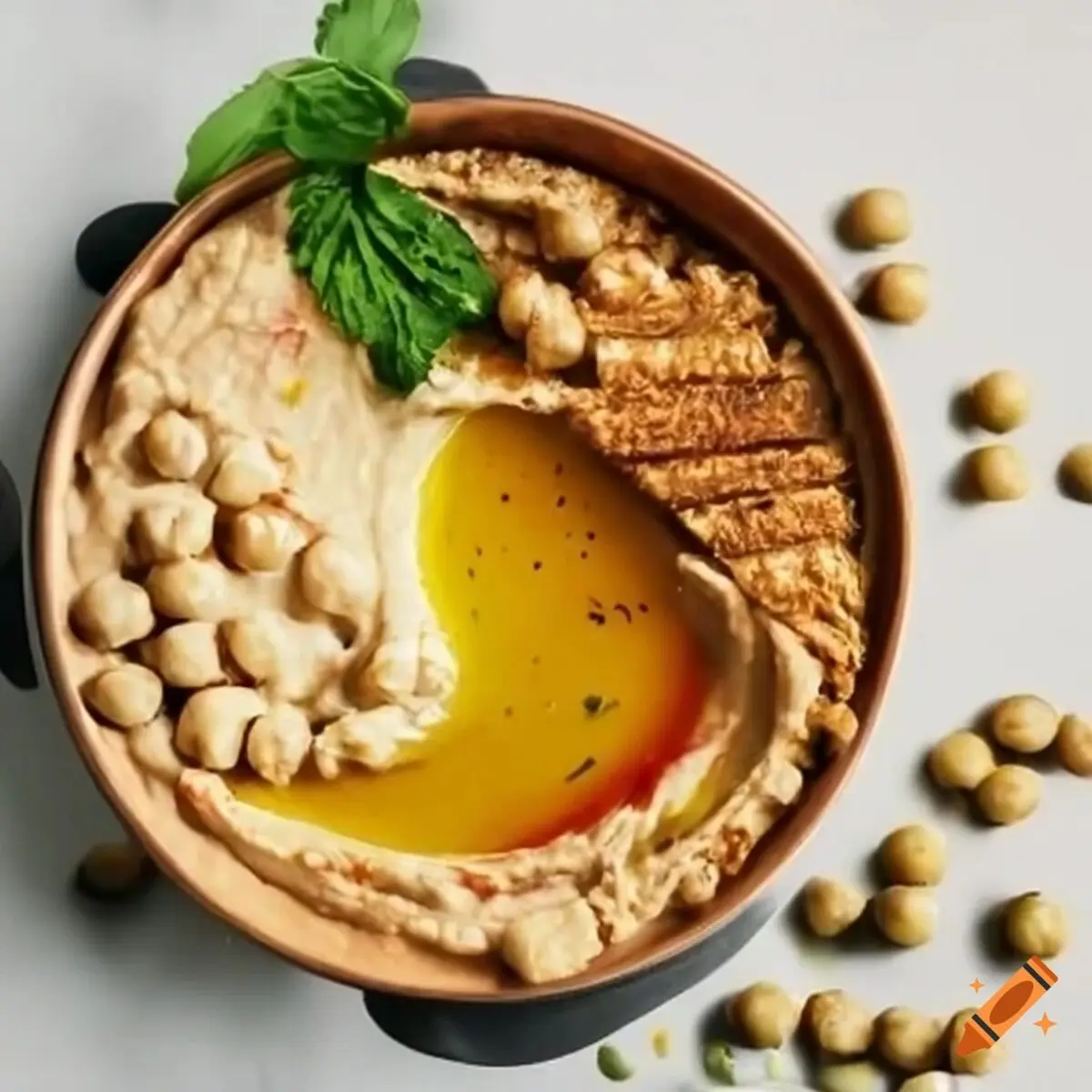 craiyon_114458_A_bowl_of_homemade_hummus_decorated_with_chick_peas