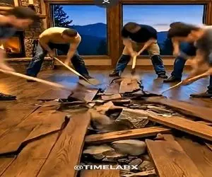 معماری خلاقانه؛ پارکت رو کندن زیر رودخونه متحرک با صدای شر شر ساختن