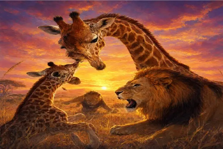 مستند حیات وحش؛ نبرد بی‌رحمانه شیر و زرافه مادر برای بقا
