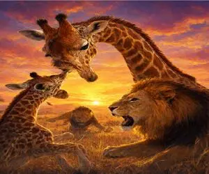 مستند حیات وحش؛ نبرد بی‌رحمانه شیر و زرافه مادر برای بقا