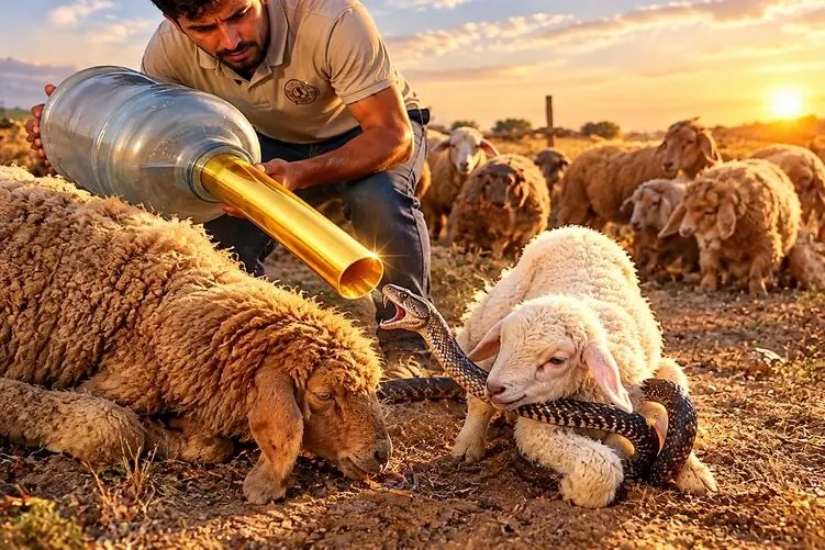(ویدیو) چوپان بره اش را با حقه ی طلایی از دست مار نجات میدهد