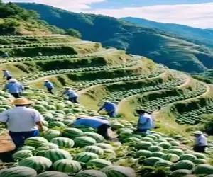 کشاورزی نوین؛ رو کوه هندونه کاشتن موقع درو ترس و لرز گرفتن یه قل بخورن زحمتشون فناست