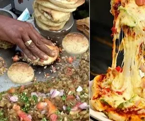غذای خیابانی / "کلچا پیتزا" ارزان ترین پیتزا دنیا که تو هند می پزن واسش صف می بندن