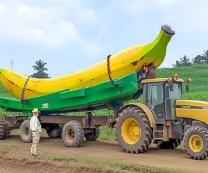 کشاورزی بدیع؛ موز 100 کیلویی رو با بلدزر کندن با کامیون بردن برای هتل پنج ستاره