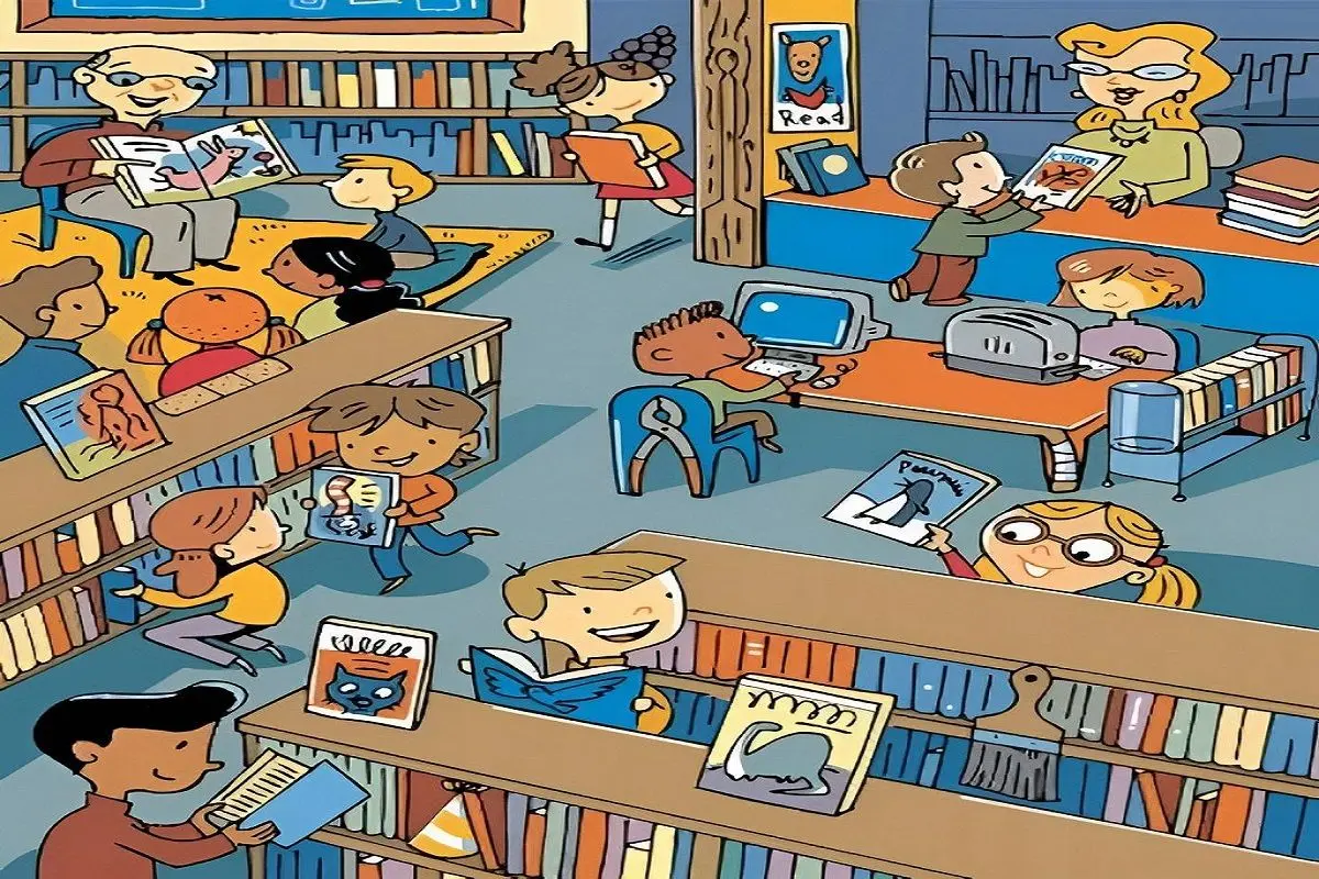 تست-بینایی-یافتن-نردبان-در-کتابخانه