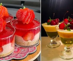 طرز تهیه دسر لیوانی مجلسی / یه دسر ساده و خوشمزه که جون میده واسه مهمونیا