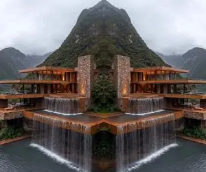 معماری خلاقانه؛ ویلای اعیونی ساخته استخرش آبشار دار با جکوزی مستر ویو لاکچری