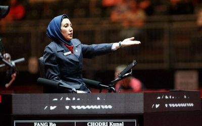 زن ایرانی نیمه‌نهایی تنیس روی میز المپیک توکیو را قضاوت کرد 