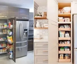 چیدمان و سازماندهی کابینت کنار یخچال؛ ریزه کاری که آشپزخونه رو زیر و رو میکنه