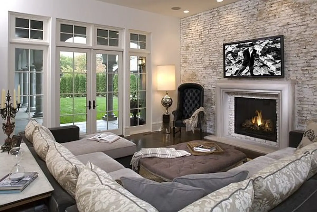 White-And-Grey-Living-Room-Design-With-Exposed-Brick-Walls