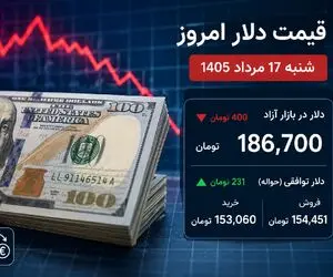 قیمت دلار امروز شنبه 17 مرداد 1405 / کاهش قیمت آزاد، رشد حواله