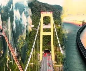 جاده هیجان انگیز؛ برای وصل خونه رو کوه صعب العبور پل ارتعاشی زدن تو ارتفاع 20000پایی