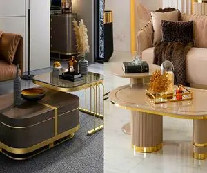 دیزاین فوق العاده 2025؛ ایده های ناب برای یک خونه شاهانه و امروز با میز عسلی طلایی