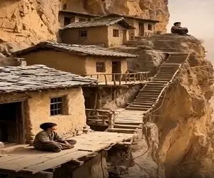 معماری خلاقانه؛ کشف روستای پلکانی روی کوه و همجوار ابرها با انسان های اولیه