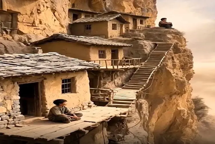 معماری خلاقانه؛ کشف روستای پلکانی روی کوه و همجوار ابرها با انسان های اولیه
