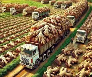 کشاورزی نوین؛ با تجهیزات به روز زنجبیل کاشتن هر دونه اش 20 کیلو با خاور پودرش کردن