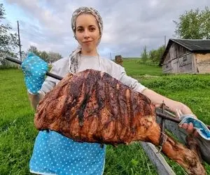 غذای تولد؛ بره که واسه جشن تو کوهستان حسابی کباب شد / تو ارتفاع چه صفایی می کنن !