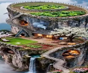 معماری خلاقانه؛ صخره رو ۳طبقه کرد قلمرو ساخت رو سقفم مزرعه زد نمیخواد برا غذا بره شهر