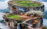 معماری خلاقانه؛ صخره رو ۳طبقه کرد قلمرو ساخت رو سقفم مزرعه زد نمیخواد برا غذا بره شهر