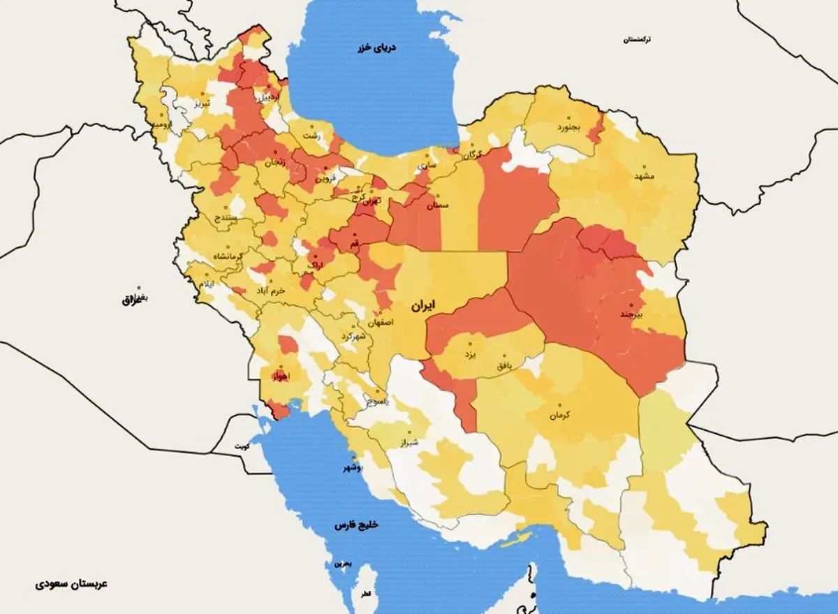 اسامی شهر‌های وضعیت سفید کرونا؛ ۶۱ شهر همچنان در وضعیت قرمز!
