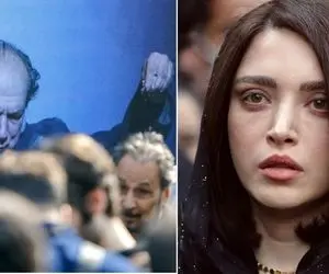 (عکس) تشییع آتیلا پسیانی؛ چهره بهت زده و درهم بهنوش طباطبایی در مراسم ختم