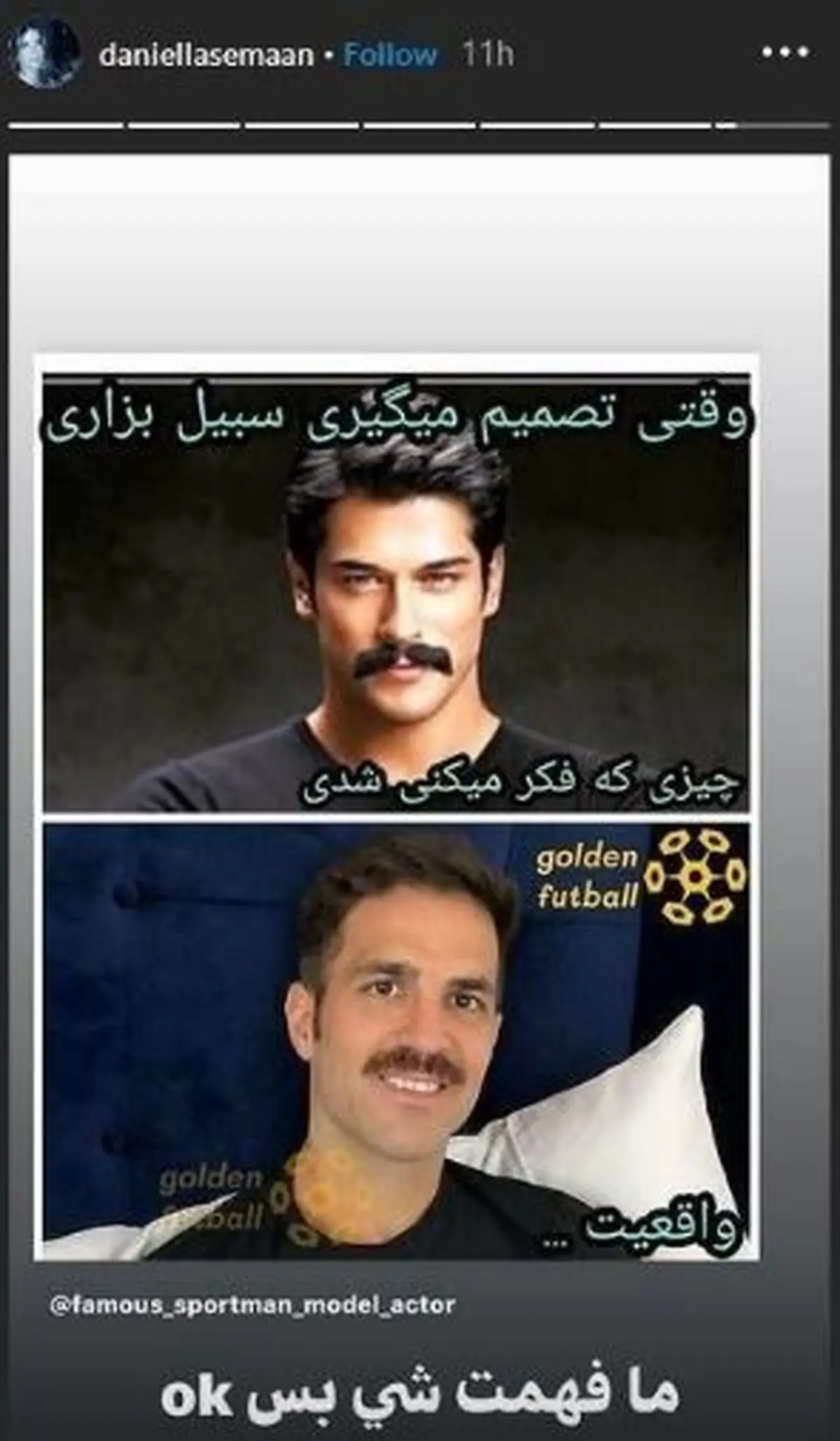 واکنش فارسی همسر فابرگاس به چهره جدید همسرش!
